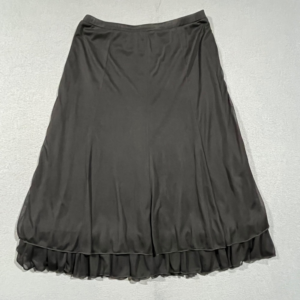 MSK Ruffle Hem Midi Skirt Women XL Black Layered Flowy Whimsigoth Goth Aesthetic